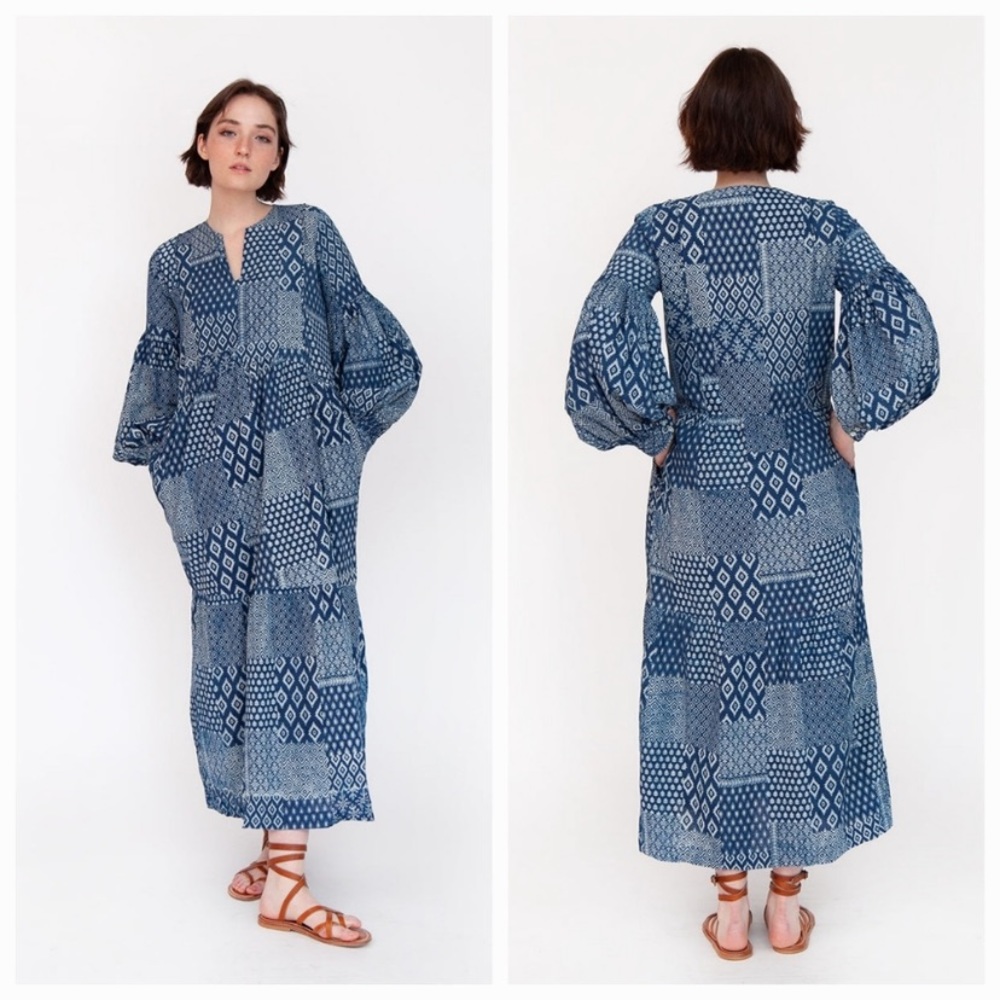 Matta Jade Patchwork Dress in Natural Indigo size XS NWT